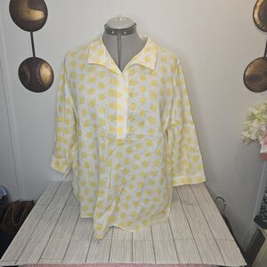 Chico's No Iron Linen Dot Print ButtonBack Tunic Size 3 (16)